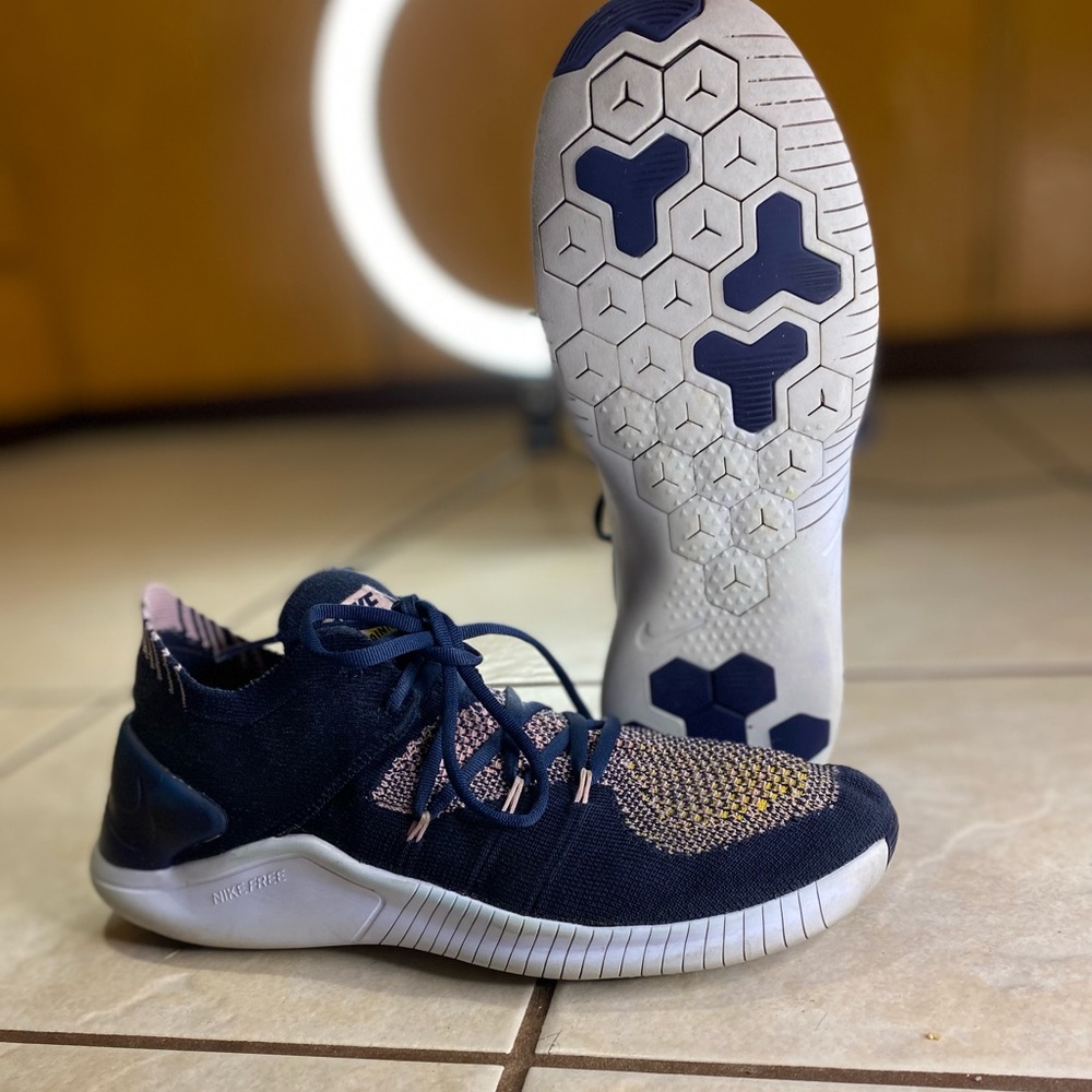 Nike Free TR Flyknit 3 College Navy Pink Women Sneaker Shoes 942887-400 Size 7